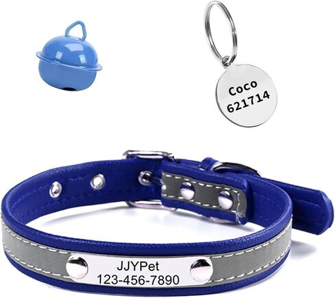 Personalized Reflective Cat Collars with Name Tag and Plated,Engraved Custom Cat Collar with Name and Phone,Kitten Collar with Safety Buckle Adjustable for Cats and Kitten(Blue) in Kuwait