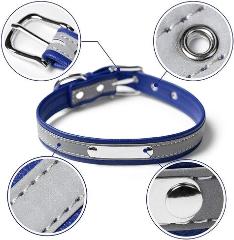 Personalized Reflective Cat Collars with Name Tag and Plated,Engraved Custom Cat Collar with Name and Phone,Kitten Collar with Safety Buckle Adjustable for Cats and Kitten(Blue) in Kuwait