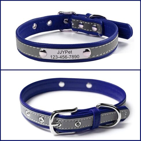 Personalized Reflective Cat Collars with Name Tag and Plated,Engraved Custom Cat Collar with Name and Phone,Kitten Collar with Safety Buckle Adjustable for Cats and Kitten(Blue) in Kuwait
