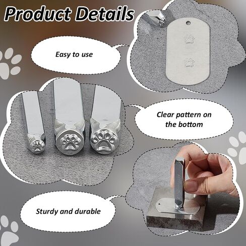 Benecreat 3 PCS Dog Design Design Set Metal Stamps ، 3/5/7mm Metal Stamps for Leather Wood Clay Concling and Stamping ، أدوات لكمة للحرف اليدوية للمجوهرات DIY ، لوازم سجلات بطاقات عيد الميلاد in Saudi Arabia