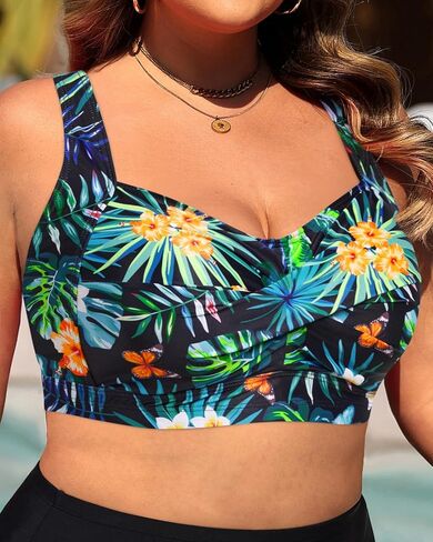 Daci Women Plus Size Push up Bikini Top Only Full Coverage Swimsuit Tops Twist Front Longline Bathing Suit Bra for Large Bust in Kuwait