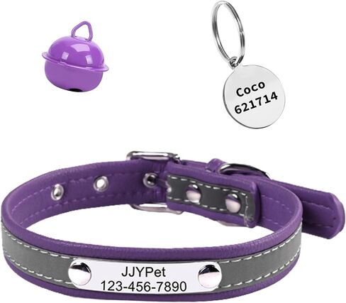 Personalized Reflective Cat Collars with Name Tag and Plated,Engraved Custom Cat Collar with Name and Phone,Kitten Collar with Safety Buckle Adjustable for Cats and Kitten(Blue) in Kuwait