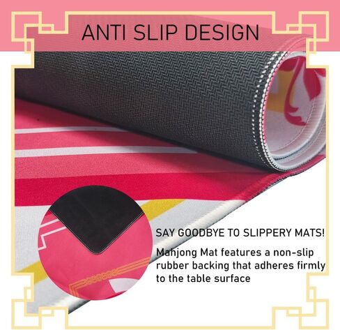 VOVCIG Mahjong Mat for Table, Anti-Slip Neoprene Noise Reduction Mahjong Mat with Black Carrying Bag, Perfect Mahjong Accessories and Gifts for Mahjong Lovers (Lotus) in Saudi Arabia