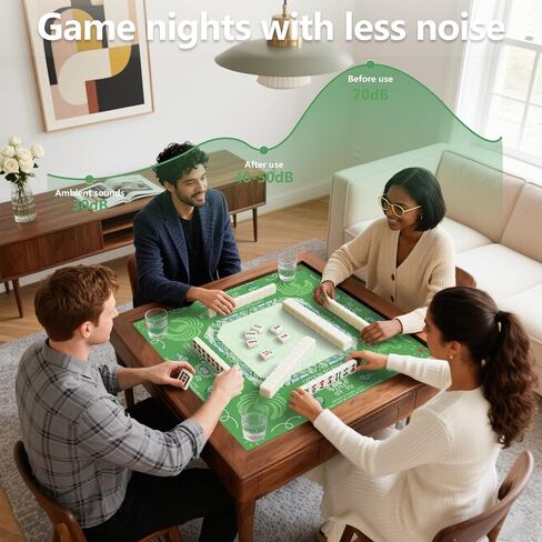 Mahjong Mat with Carrying Bag, 31.5" x 31.5" Non-Slip Decorative Mat Fit Most Tables, Ideal Gifts for Mahjong Lovers (Western-Blue) in Saudi Arabia