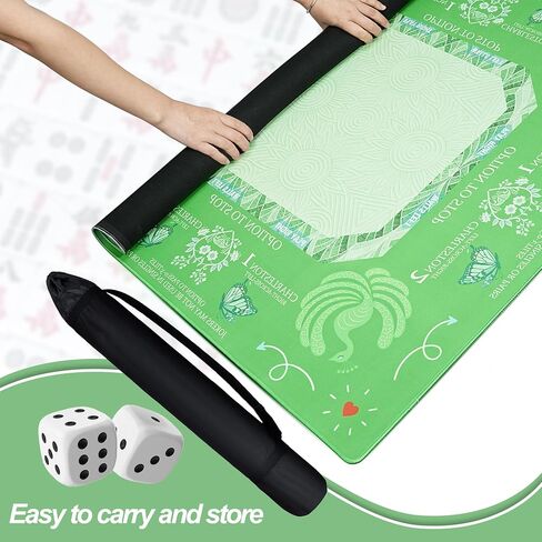 Mahjong Mat with Carrying Bag, 31.5" x 31.5" Non-Slip Decorative Mat Fit Most Tables, Ideal Gifts for Mahjong Lovers (Western-Blue) in Saudi Arabia