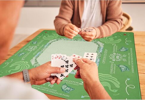 Mahjong Mat with Carrying Bag, 31.5" x 31.5" Non-Slip Decorative Mat Fit Most Tables, Ideal Gifts for Mahjong Lovers (Western-Blue) in Saudi Arabia