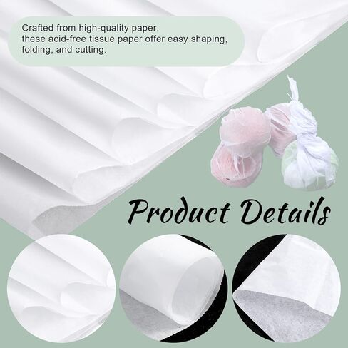 250 Pcs Acid Free Tissue Paper, 25 x 36 Inch No Acid Paper Archival Packing, Unbuffered Interleaving Papers, White Tissue Papers Bulk for Storing Clothes, Textiles, Jewelries, Present Wrap in Kuwait