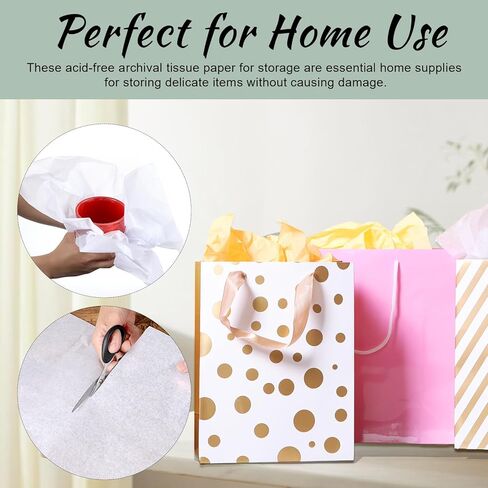 250 Pcs Acid Free Tissue Paper, 25 x 36 Inch No Acid Paper Archival Packing, Unbuffered Interleaving Papers, White Tissue Papers Bulk for Storing Clothes, Textiles, Jewelries, Present Wrap in Kuwait