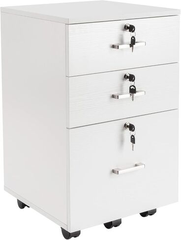 White Wood Grain Density Board Three Drawers Wooden Filing Cabinet in Saudi Arabia