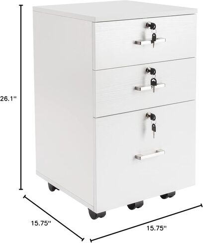 White Wood Grain Density Board Three Drawers Wooden Filing Cabinet in Saudi Arabia
