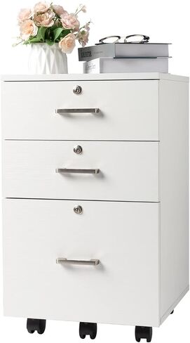 White Wood Grain Density Board Three Drawers Wooden Filing Cabinet in Saudi Arabia