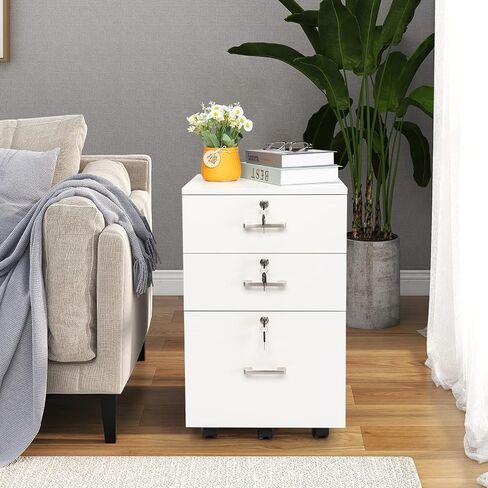 White Wood Grain Density Board Three Drawers Wooden Filing Cabinet in Saudi Arabia