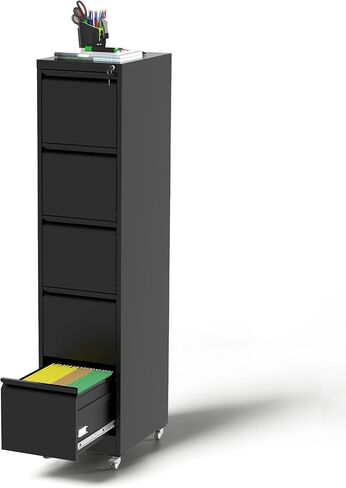 4 Drawer Mobile File Cabinet, Under Desk File Cabinet,Metal Filing Cabinets with Lock for Home Office Organizer Letter/Legal/A4,Require Assembly (White) in Kuwait