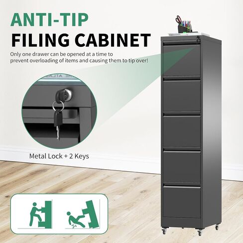 4 Drawer Mobile File Cabinet, Under Desk File Cabinet,Metal Filing Cabinets with Lock for Home Office Organizer Letter/Legal/A4,Require Assembly (White) in Kuwait
