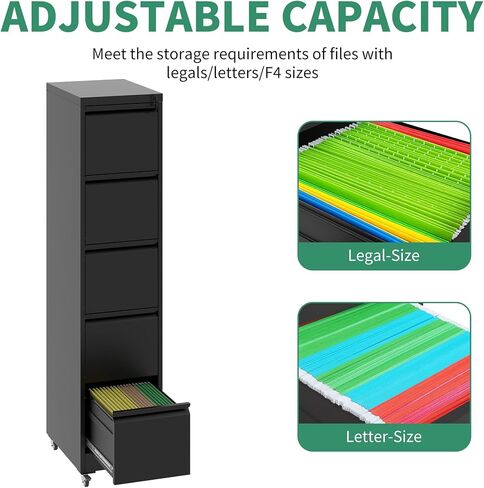 4 Drawer Mobile File Cabinet, Under Desk File Cabinet,Metal Filing Cabinets with Lock for Home Office Organizer Letter/Legal/A4,Require Assembly (White) in Kuwait