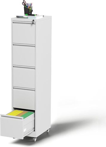 4 Drawer Mobile File Cabinet, Under Desk File Cabinet,Metal Filing Cabinets with Lock for Home Office Organizer Letter/Legal/A4,Require Assembly (White) in Kuwait