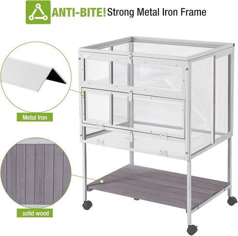 قفص خنزير غينيا خشبي كبير ، موطن حيوان صغير داخلي للهامستر ، الأرانب ، شينشيلات ، الفئران ، السناجب ، الجيربيل مع رف التخزين (خارج أبيض) in Kuwait
