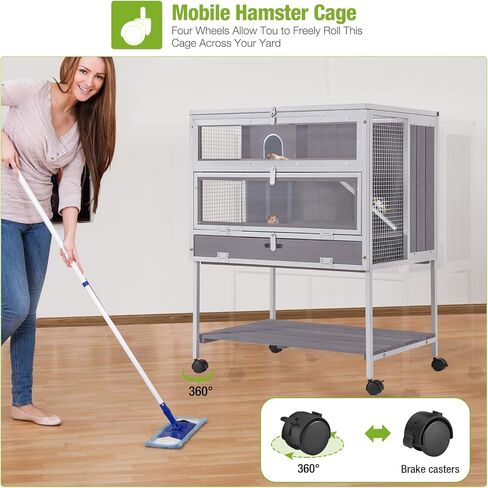 قفص خنزير غينيا خشبي كبير ، موطن حيوان صغير داخلي للهامستر ، الأرانب ، شينشيلات ، الفئران ، السناجب ، الجيربيل مع رف التخزين (خارج أبيض) in Kuwait