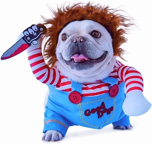 أزياء دمية دمية مميتة للحيوانات الأليفة ، والحيوانات الأليفة المضحكة Cosplay Cosplay Costume Halloween Dog Cloth Assume for Small Medium Express Dogs (Medium) in Kuwait