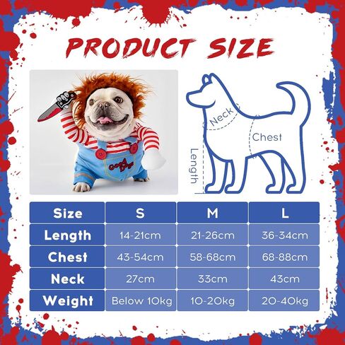 أزياء دمية دمية مميتة للحيوانات الأليفة ، والحيوانات الأليفة المضحكة Cosplay Cosplay Costume Halloween Dog Cloth Assume for Small Medium Express Dogs (Medium) in Kuwait