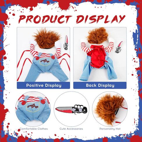 أزياء دمية دمية مميتة للحيوانات الأليفة ، والحيوانات الأليفة المضحكة Cosplay Cosplay Costume Halloween Dog Cloth Assume for Small Medium Express Dogs (Medium) in Kuwait