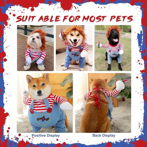 أزياء دمية دمية مميتة للحيوانات الأليفة ، والحيوانات الأليفة المضحكة Cosplay Cosplay Costume Halloween Dog Cloth Assume for Small Medium Express Dogs (Medium) in Kuwait