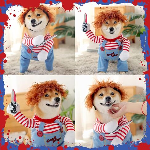 أزياء دمية دمية مميتة للحيوانات الأليفة ، والحيوانات الأليفة المضحكة Cosplay Cosplay Costume Halloween Dog Cloth Assume for Small Medium Express Dogs (Medium) in Kuwait