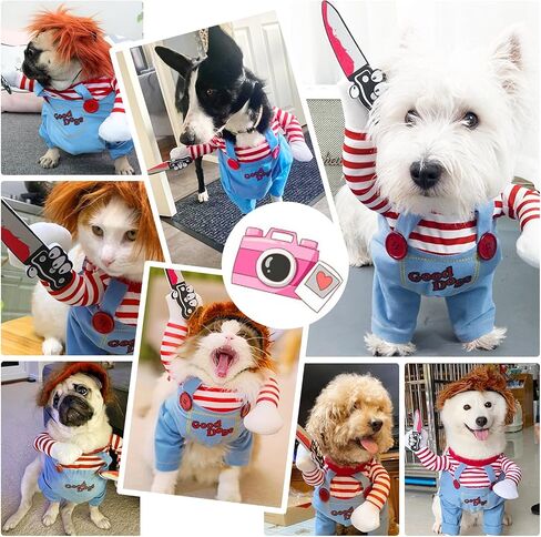أزياء دمية دمية مميتة للحيوانات الأليفة ، والحيوانات الأليفة المضحكة Cosplay Cosplay Costume Halloween Dog Cloth Assume for Small Medium Express Dogs (Medium) in Kuwait