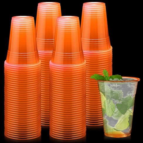 LemonRoad 50 Pack Blacklight Party Glow Cups 16 oz Plastic Neon Cups Disposable Glow in the Dark for Parties Birthdays 80s Themed Events (Green) in Kuwait