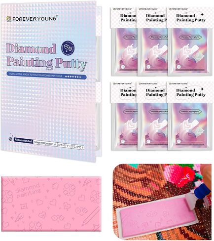 ForeverYoung Diamond Painting Putty, Long-Lasting Stickiness Diamond Art Putty, Scientifically Formulated Clay Glue, Wax for Diamond Art Accessories and Tools (15g x 6) in Saudi Arabia
