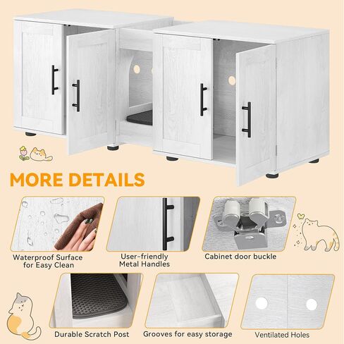 Cat Litter Box Enclosure for 2 Cats, Furniture with Double Room,Hidden Double Litter Box Enclosure Furniture,Cabinet with Scratching Pad,Walnut in Saudi Arabia