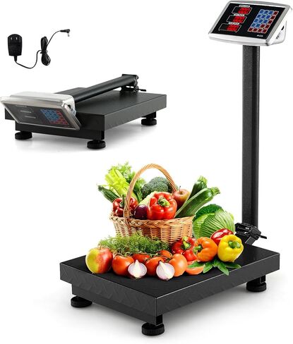 Goplus 660 LBS Digital Platform Scale, Commercial Electronic Postal Scale with LB/KG Price Calculator, 0.1 LBS Accuracy, Foldable Computing Floor Scale w/LED Display for Luggage, Shipping, Package in Saudi Arabia