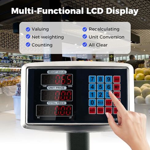 Goplus 660 LBS Digital Platform Scale, Commercial Electronic Postal Scale with LB/KG Price Calculator, 0.1 LBS Accuracy, Foldable Computing Floor Scale w/LED Display for Luggage, Shipping, Package in Saudi Arabia