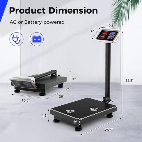 Goplus 660 LBS Digital Platform Scale, Commercial Electronic Postal Scale with LB/KG Price Calculator, 0.1 LBS Accuracy, Foldable Computing Floor Scale w/LED Display for Luggage, Shipping, Package in Saudi Arabia