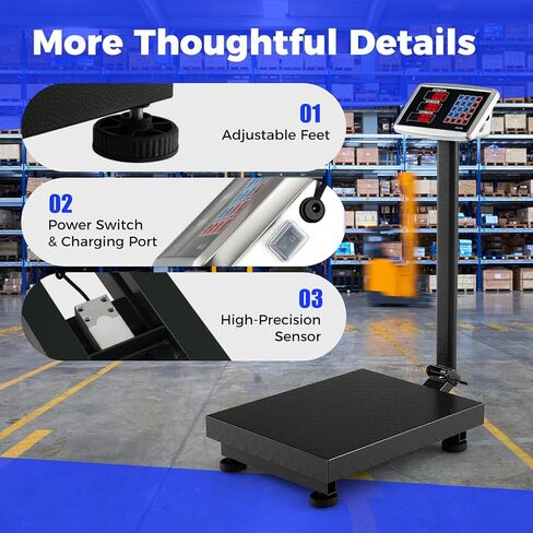Goplus 660 LBS Digital Platform Scale, Commercial Electronic Postal Scale with LB/KG Price Calculator, 0.1 LBS Accuracy, Foldable Computing Floor Scale w/LED Display for Luggage, Shipping, Package in Saudi Arabia