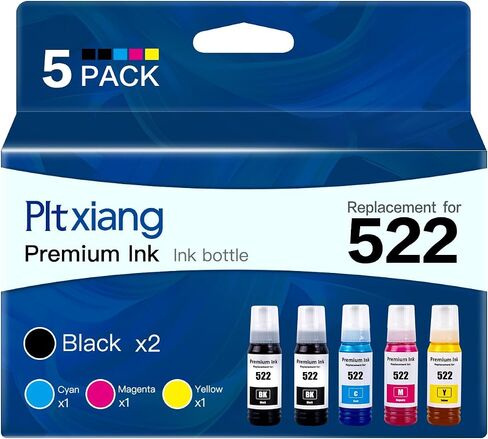 Compatible with Epson 522 Premium Ink Refill Bottles, Non Sublimation Ink Suitable for ET-2803 ET-2800 ET-2720 ET-4800 ET-2400 Printing (5 Bottles) in Saudi Arabia