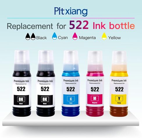 Compatible with Epson 522 Premium Ink Refill Bottles, Non Sublimation Ink Suitable for ET-2803 ET-2800 ET-2720 ET-4800 ET-2400 Printing (5 Bottles) in Saudi Arabia