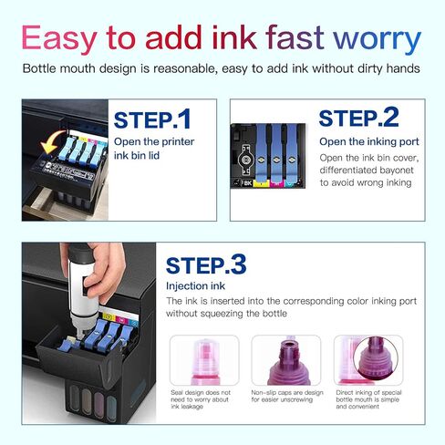 Compatible with Epson 522 Premium Ink Refill Bottles, Non Sublimation Ink Suitable for ET-2803 ET-2800 ET-2720 ET-4800 ET-2400 Printing (5 Bottles) in Saudi Arabia