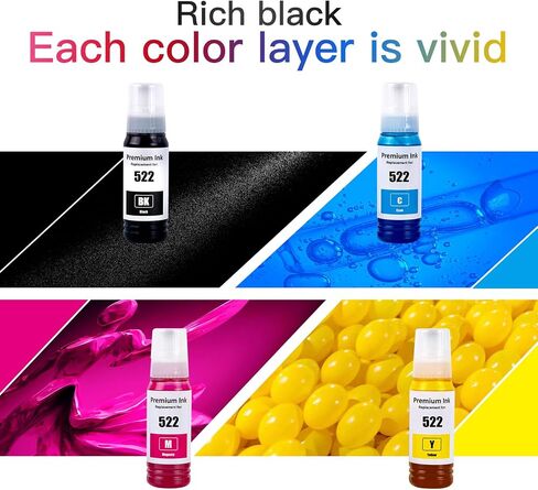 Compatible with Epson 522 Premium Ink Refill Bottles, Non Sublimation Ink Suitable for ET-2803 ET-2800 ET-2720 ET-4800 ET-2400 Printing (5 Bottles) in Saudi Arabia