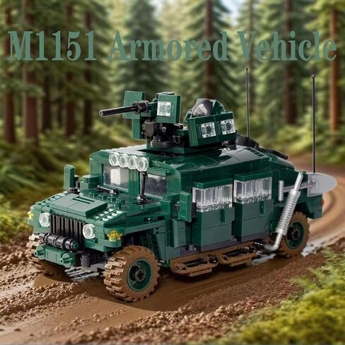 Military Vehicles Building Blocks (500 Pieces Kits), M1151 Armored Vehicle Model Designed for Kids (8+Years) Adults and Car Lovers in Kuwait