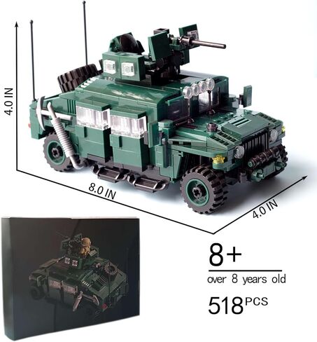 Military Vehicles Building Blocks (500 Pieces Kits), M1151 Armored Vehicle Model Designed for Kids (8+Years) Adults and Car Lovers in Kuwait