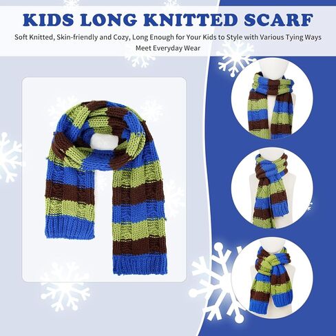 Kids Winter Pompom Beanie Hat Scarf Gloves Set for Boys&Girls Age 3-8, Fleece Lined Skull Cap Neck Warmer Mitten Set in Kuwait