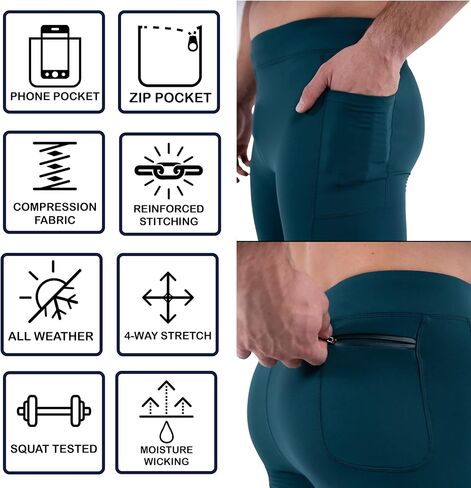 بنطال ضيق رياضي للرجال من Kapow Meggings مع جيوب (Touchdown، X-Large) in Kuwait