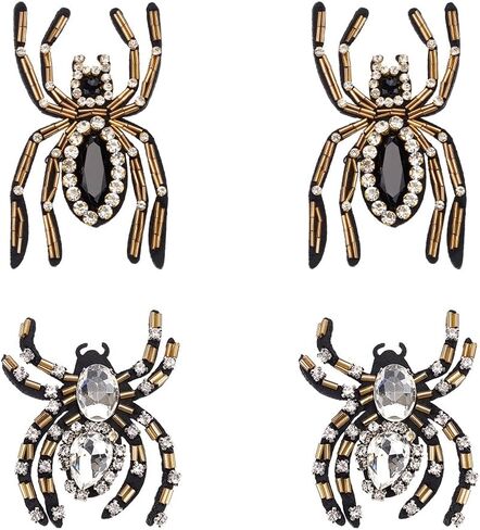 WADORN 4PCS Spider Shape Habidique ، 2 Styles Rhinestone Black Spider Spider Spider Crystal Sepider Selet On Patch for DIY T-Shirt Justist Hat Halloween Christmas Decor in Kuwait