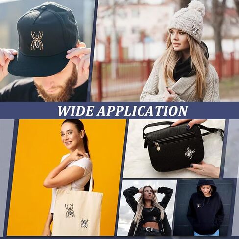 WADORN 4PCS Spider Shape Habidique ، 2 Styles Rhinestone Black Spider Spider Spider Crystal Sepider Selet On Patch for DIY T-Shirt Justist Hat Halloween Christmas Decor in Kuwait