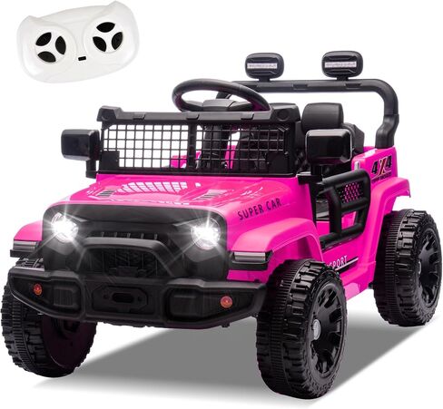 24 فولت ركوب على سيارة Jeep ، ركوب الأطفال على ألعاب مع أولياء الوالدين التحكم عن بعد ، 200W Motor Electric Car for Kids 2-4 مع تعليق رباعي العجلات ، البلوتوث ، MP3 ، الموسيقى ، LED ضوء ، مقعد واحد ، وردي in Kuwait