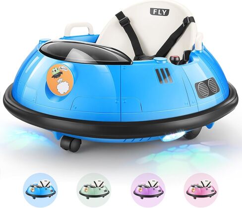 Hikole Baby Bumper Car with Remote Control, 12V Battery Powered Ride on Bumper Car for Toddler with 3 Speed, 360 Degree Spin, LED Lights, Safety Belt, Dual Joysticks, Green in Saudi Arabia