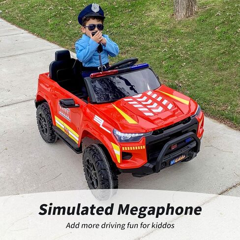24V 10Ah Electric Police Car Ride on Toy for Big Kids, 4WD 2 Seater Kids Ride on Car SUV w/Remote Control, 4x200W Motors - Black in Kuwait