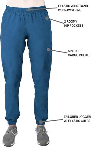Green Town Scrubs for Women Scrub Set - Jogger Pant and V-Neck Top, 6 Pockets, Easy Care Uniforms-Caribbean-Small Tall in Saudi Arabia