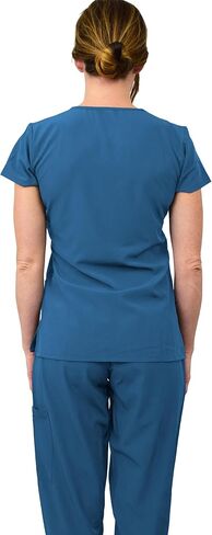 Green Town Scrubs for Women Scrub Set - Jogger Pant and V-Neck Top, 6 Pockets, Easy Care Uniforms-Caribbean-Small Tall in Saudi Arabia